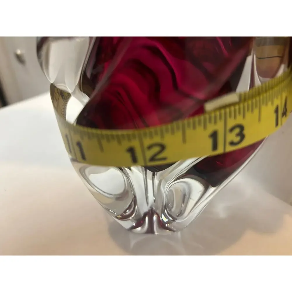 Vintage Josef Hospodka Chřibská Cranberry Propeller Art Glass Vase 7